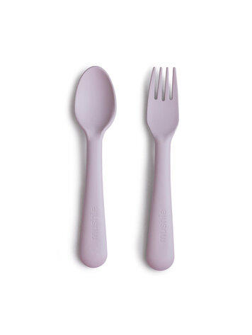 Mushie Fork & Spoon - Soft Lilac