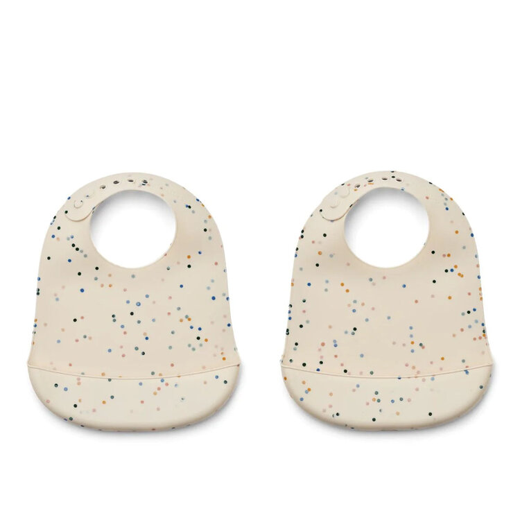 Liewood Tilda Slabbetje 2-pack - Splash dots / Sea shell