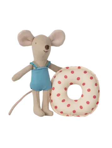 Maileg Beach Mouse With Float, Little Sister - Multi Dot