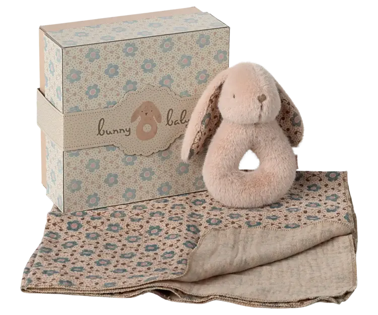 Maileg Bunny Rattle Set - Powder