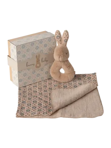 Maileg Rabbit Rattle Set - Cream Peach