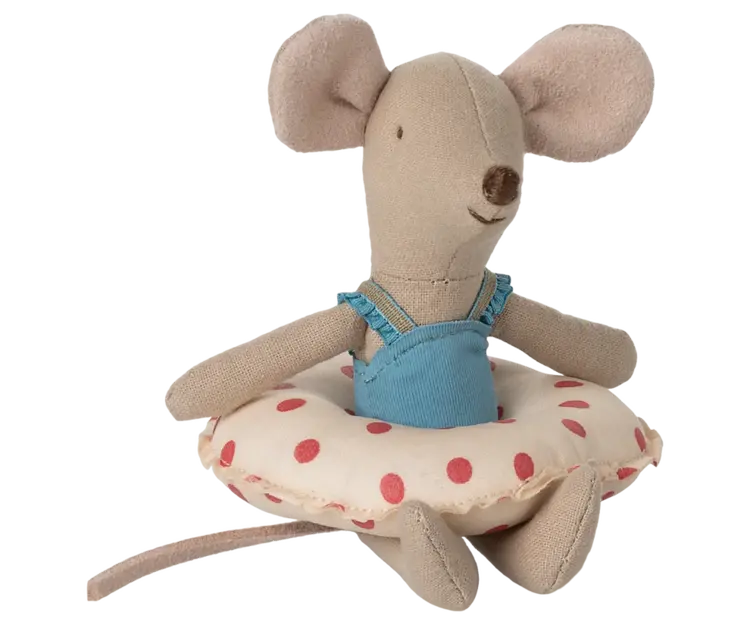 Maileg Beach Mouse With Float, Little Sister - Multi Dot