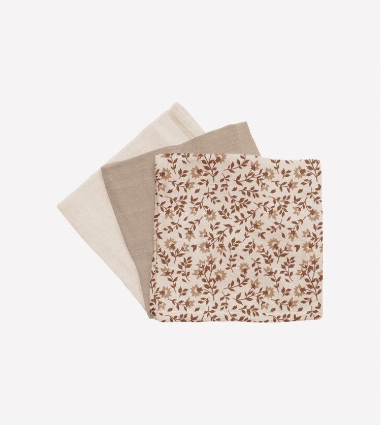 Main Sauvage 3 Pack Muslin Doekjes - Hibiscus