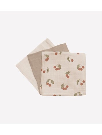 Main Sauvage 3 Pack Muslin Doekjes - Cherry
