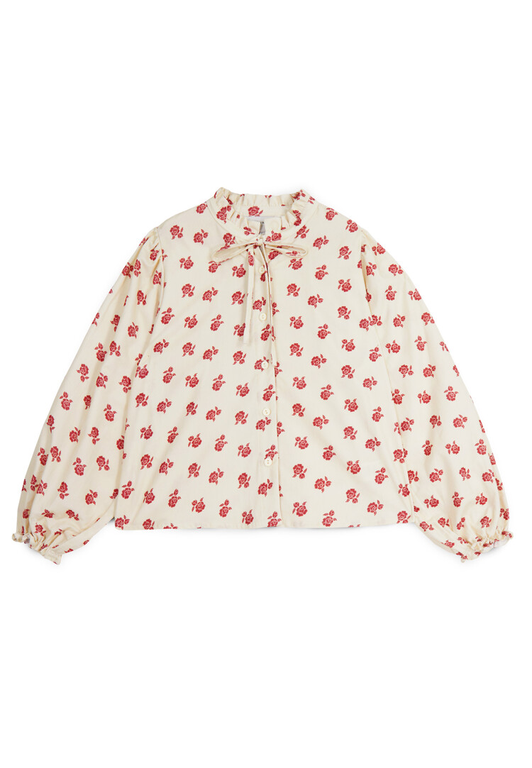 Mipounet Adela Corduroy Blouse - Ecru/Rio Red