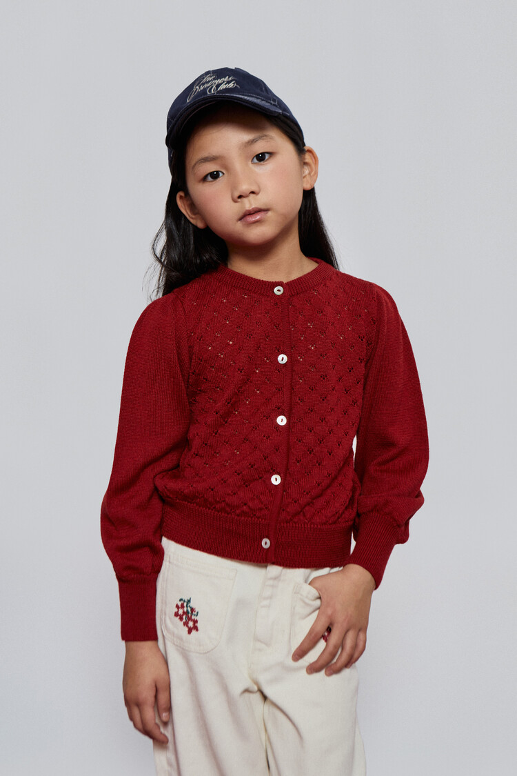 Mipounet Maca Openwork Cardigan - Red
