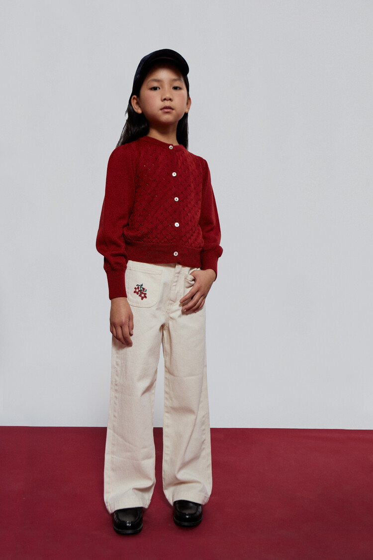 Mipounet Maca Openwork Cardigan - Red