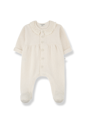1+ in the family Helen Jumpsuit w/feet - Ecru