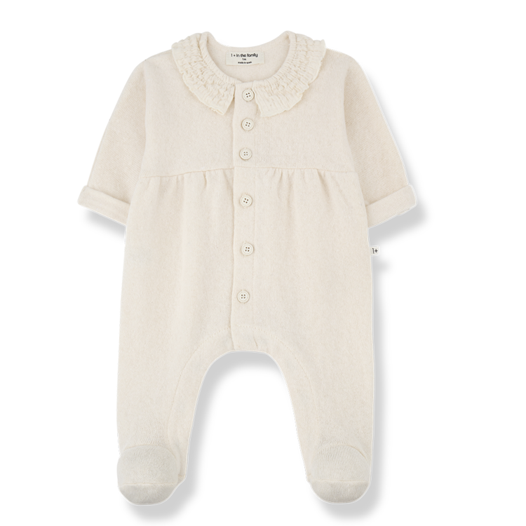 1+ in the family Helen Jumpsuit w/feet - Ecru