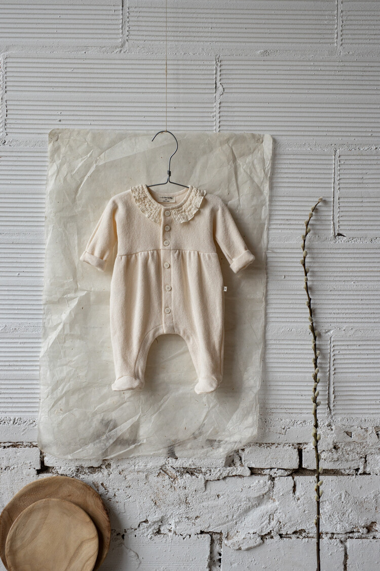 1+ in the family Helen Jumpsuit w/feet - Ecru
