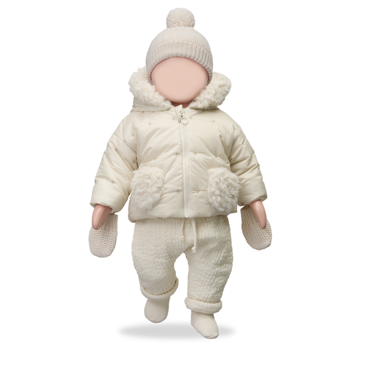 1+ in the family Benjamin Padded Hooded Jacket - Ecru