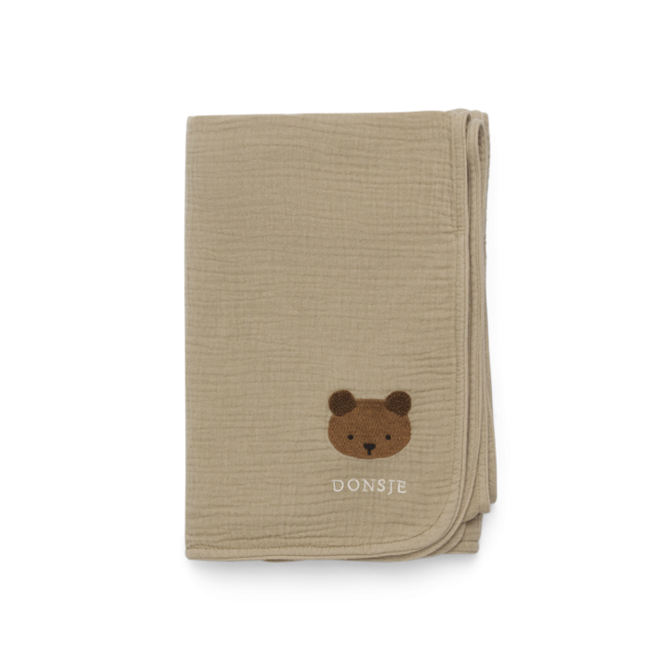 Donsje Amsterdam Ploekie Muslin Dekentje Bear - Taupe