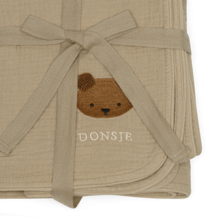 Donsje Amsterdam Ploekie Muslin Blanket Bear - Taupe