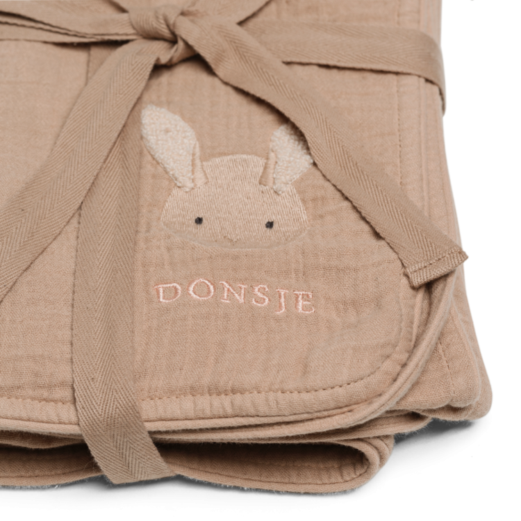 Donsje Amsterdam Ploekie Muslin Dekentje Fluffy Bunny - Rose Mocha