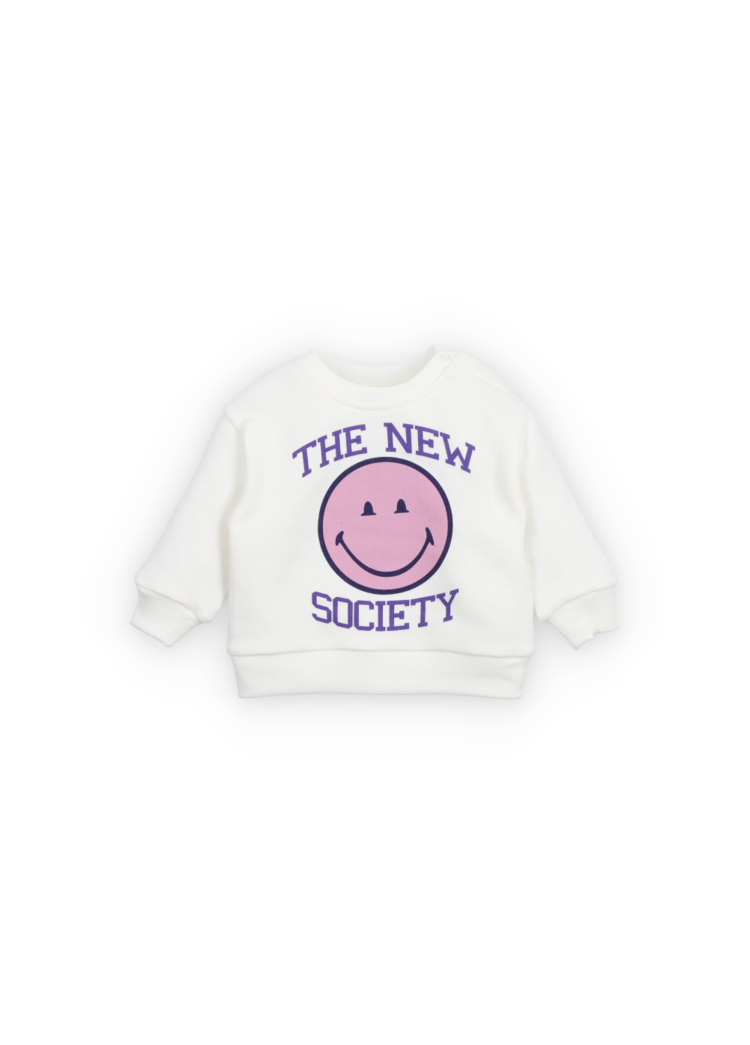 The New Society Smiley Baby Sweatshirt - Moonlight White