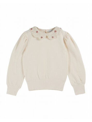 Emile et ida Sweat Col Crochet - Creme