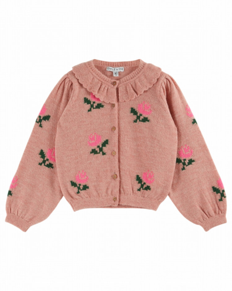 Emile et ida Cardigan Fleurs - Rose