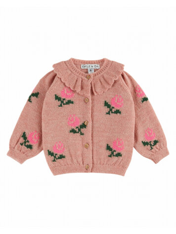 Emile et ida Cardigan Fleurs - Rose