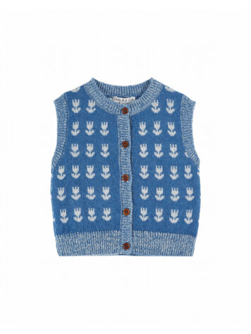 Emile et ida Cardigan SS Manches Tulipes - Bleu