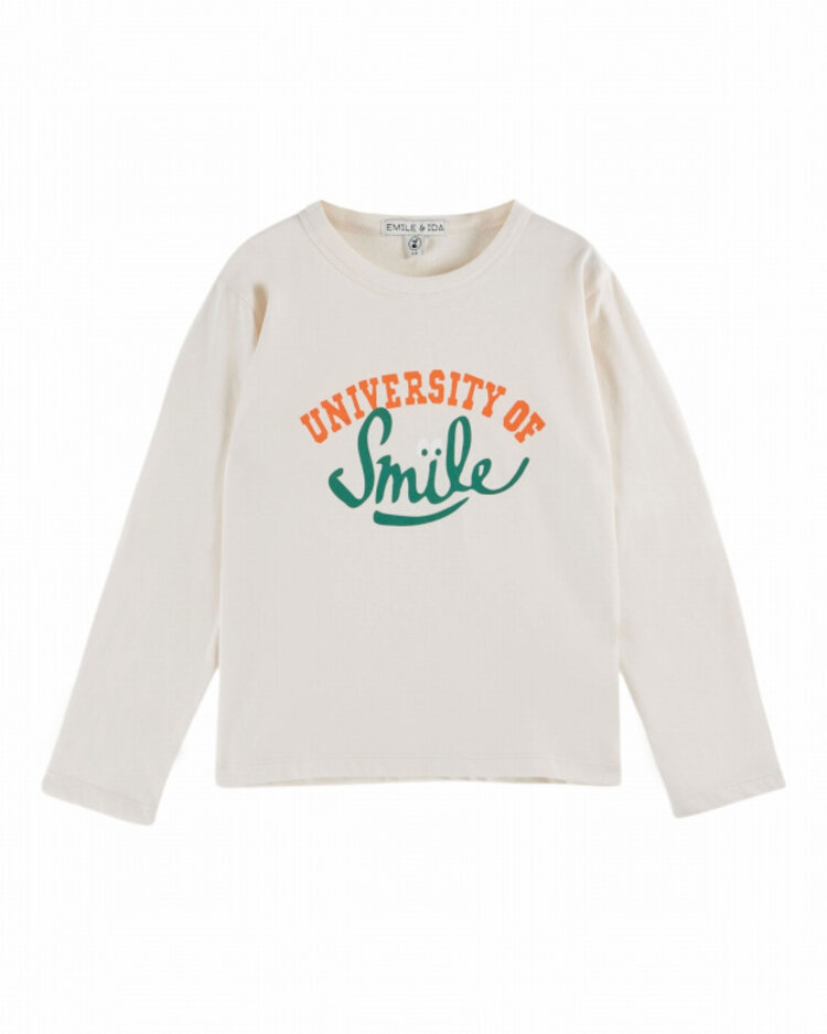 Emile et ida T-Shirt Motif Place Smile - Creme