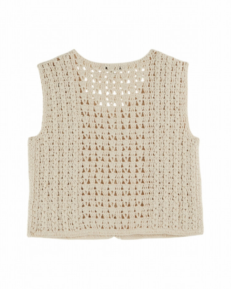 Emile et ida Cardigan Sans Manches Crochet - Ecru