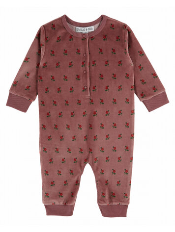 Emile et ida Combinaison Velours Imprime - Poppy Violine