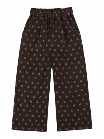 Emile et ida Pantalon Velours Imprime - Poppy Noir
