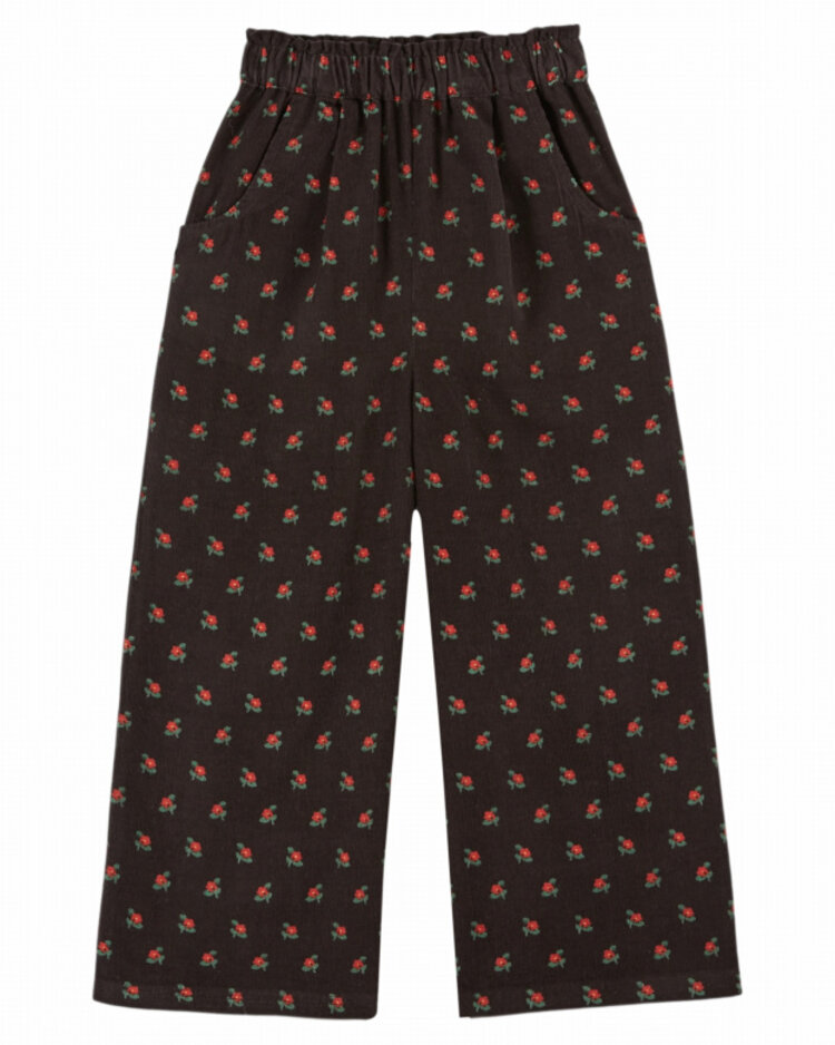 Emile et ida Pantalon Velours Imprime - Poppy Noir