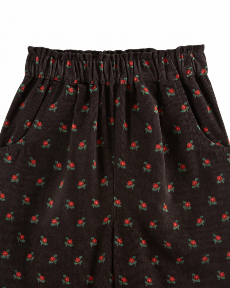 Emile et ida Pantalon Velours Imprime - Poppy Noir