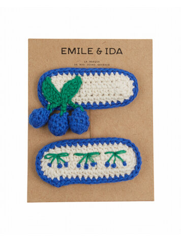 Emile et ida Lot De 2 Barrettes Crochet - Bleu
