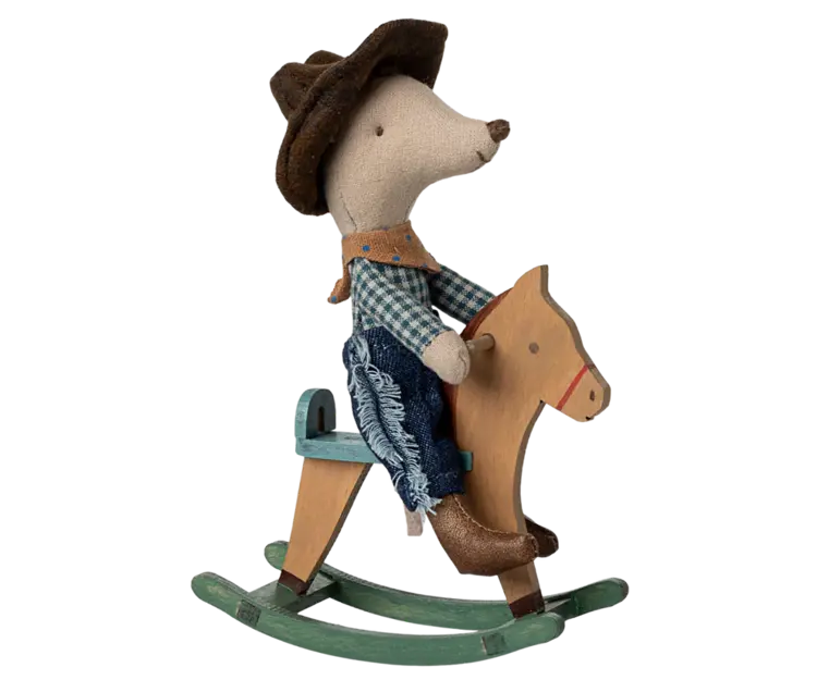 Maileg Cowboy Mouse On Rocking Horse, Little Brother