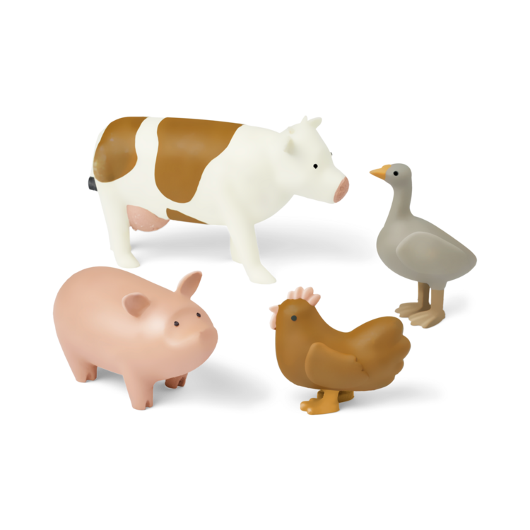 Liewood Hallie Farm Animal 4-Pack - Golden Caramel Multi Mix