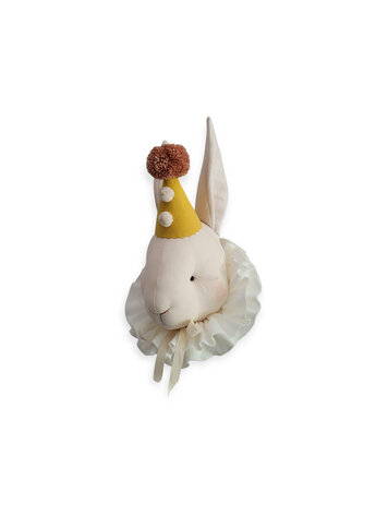 Love me Decoration Dierenhoofd Konijn Circus - Gele Hoed