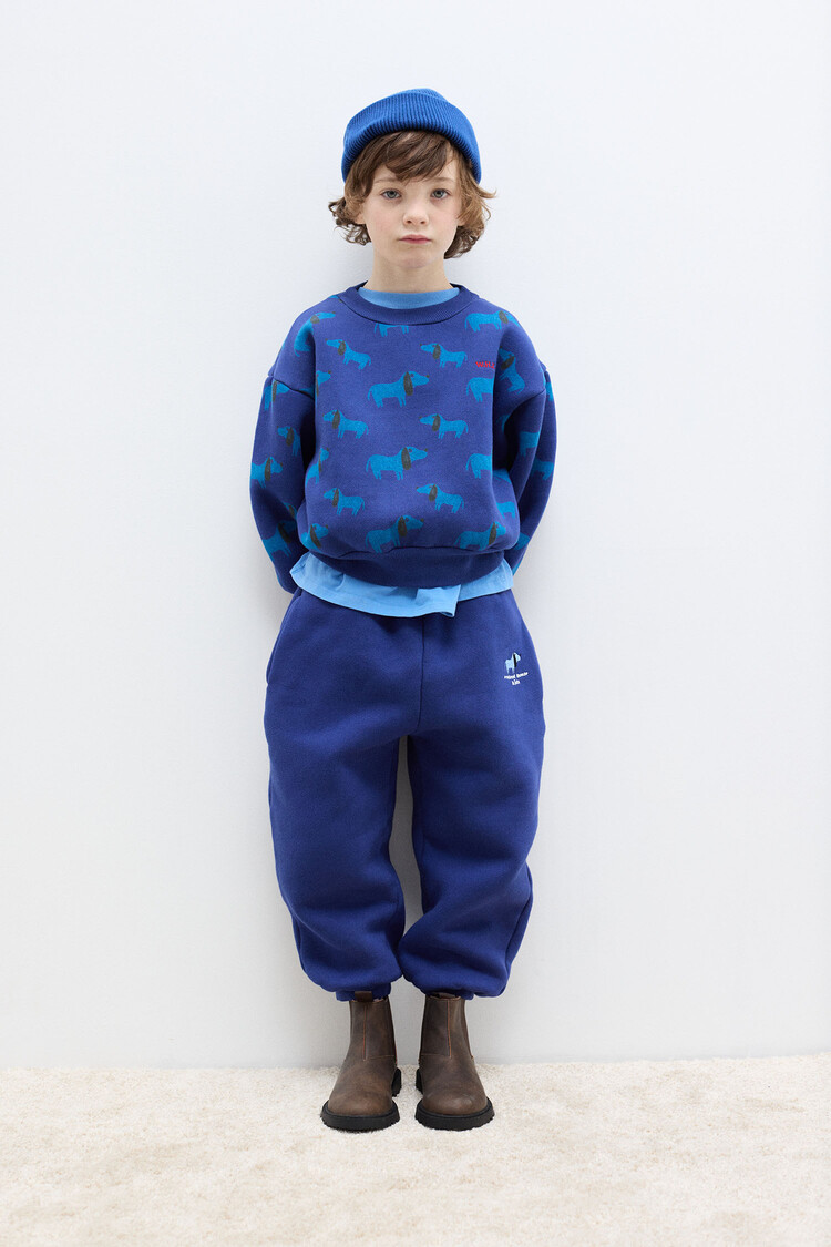 Weekend House Kids Blue Dog All Over Sweatshirt - Blue