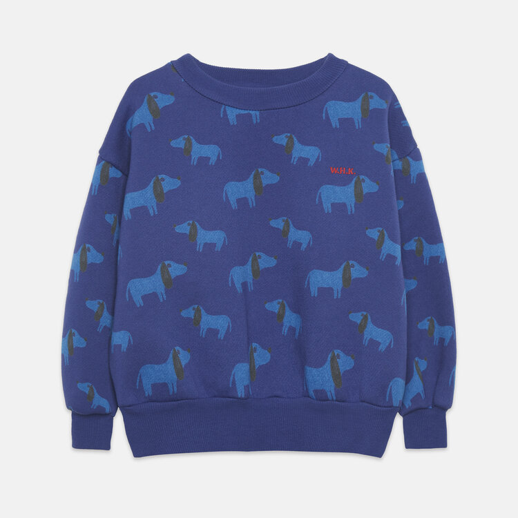 Weekend House Kids Blue Dog All Over Sweatshirt - Blue