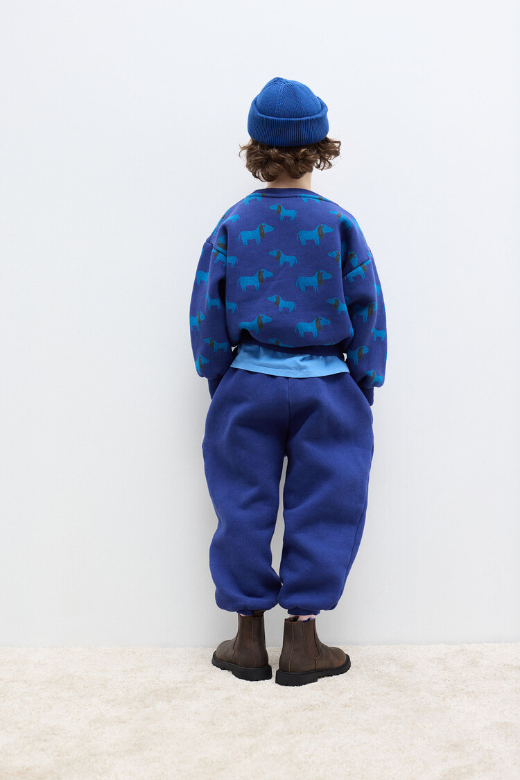 Weekend House Kids Blue Dog All Over Sweatshirt - Blue