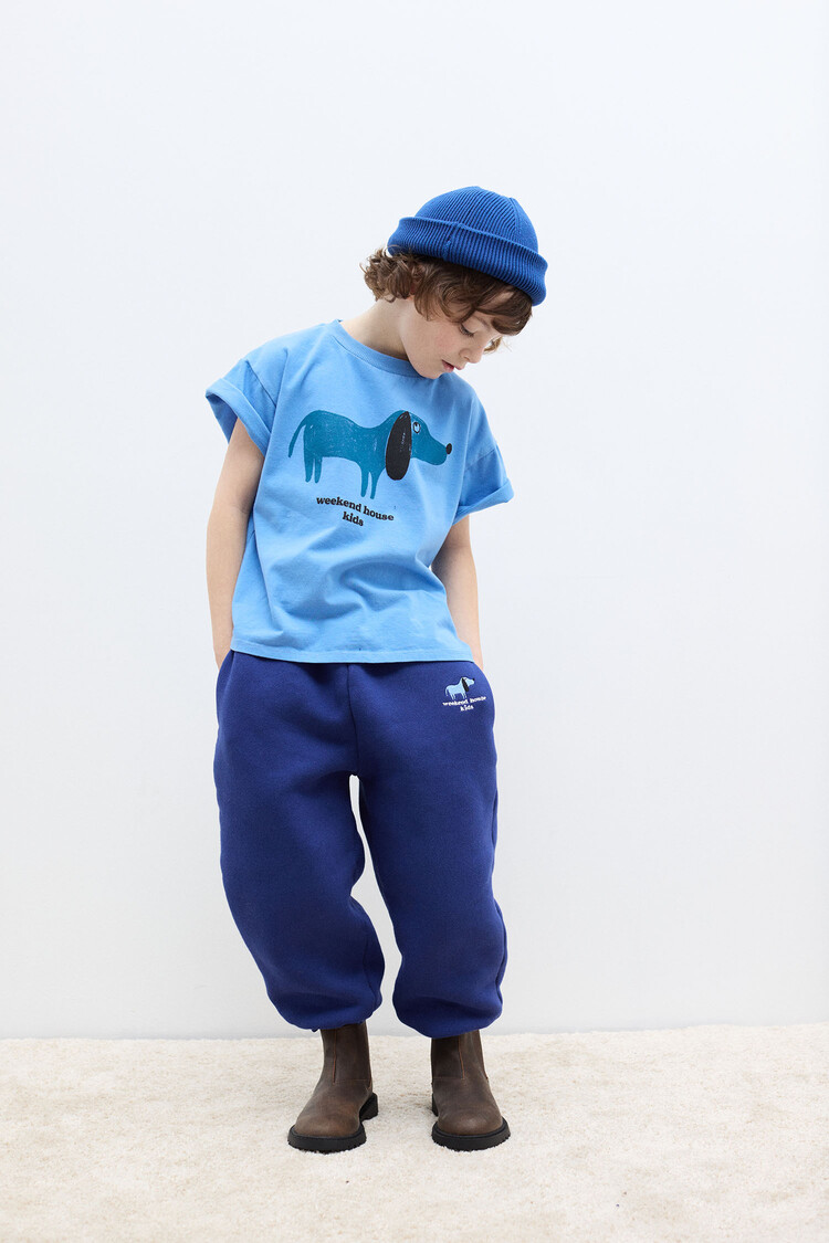 Weekend House Kids Blue Dog T-shirt - Soft Blue