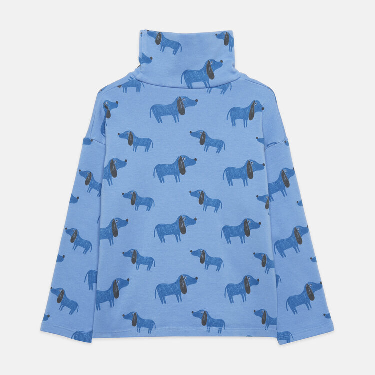 Weekend House Kids Blue Dog All Over Turtle Neck - Soft Blue