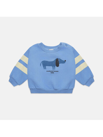 Weekend House Kids Blue Dog Stripes Sweatshirt - Soft Blue