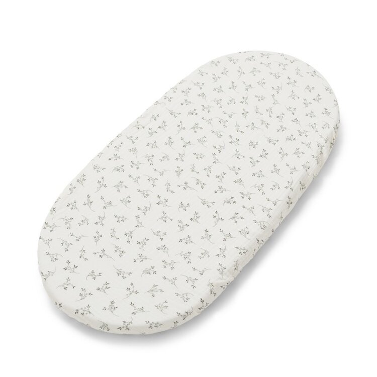 Babyshower Moses Basket Fitted Sheet - Olive Bloom