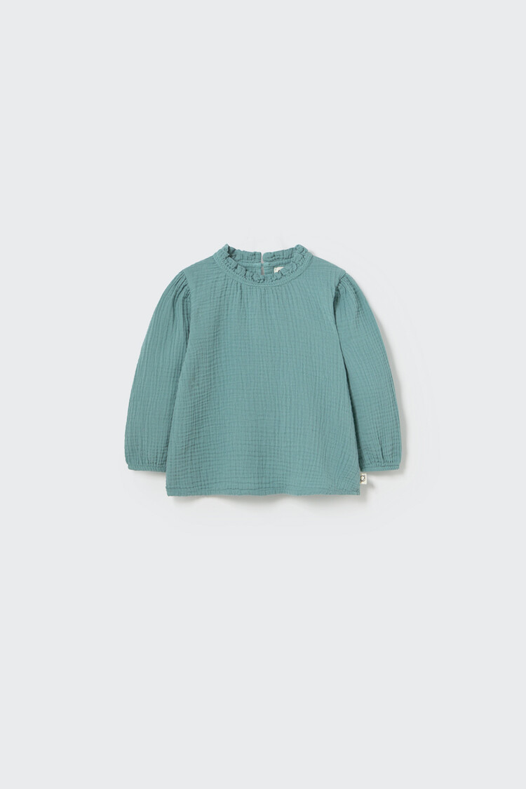 COZMO Sara Textured Blouse - Artic Blue