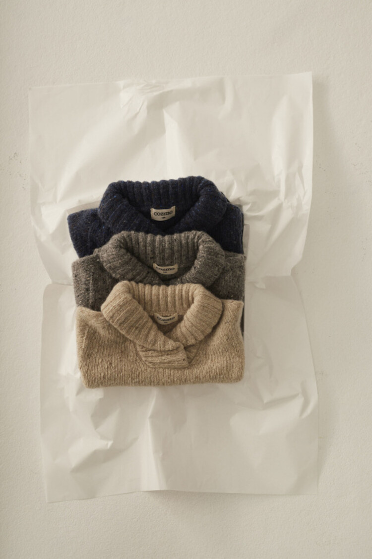 COZMO Palermo Collar Sweater - Stone