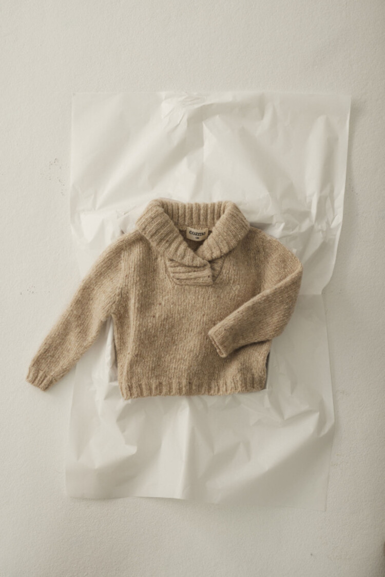 COZMO Palermo Collar Sweater - Stone