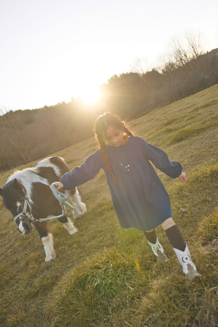 Buho Soft Velour Dress - Navy