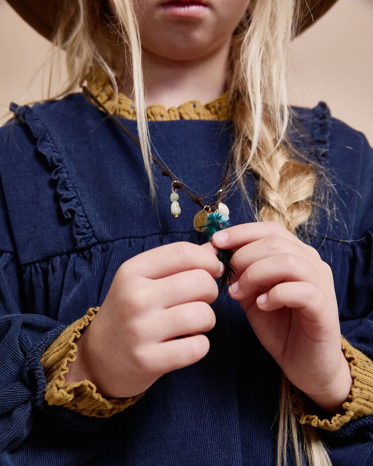 Buho Soft Velour Dress - Navy