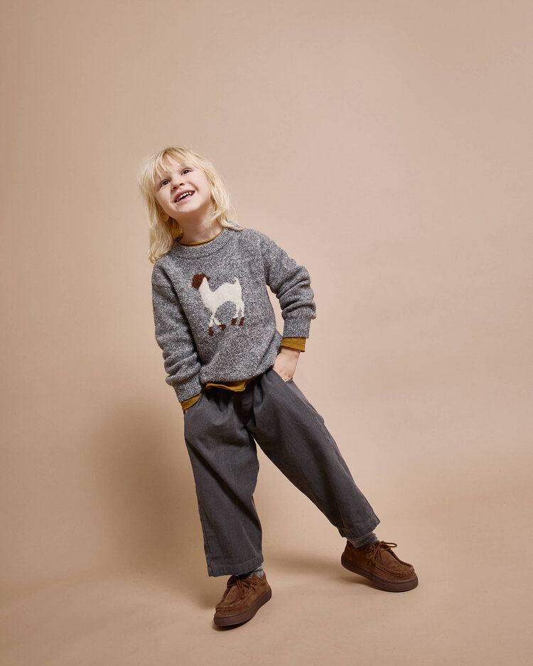 Buho Llama Jumper - Grey Melange