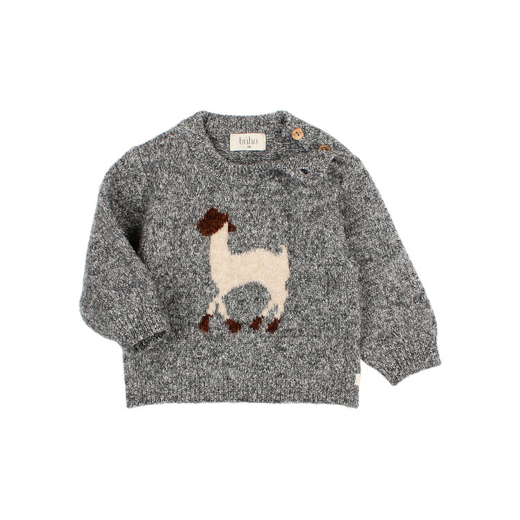 Buho Llama Jumper - Grey Melange