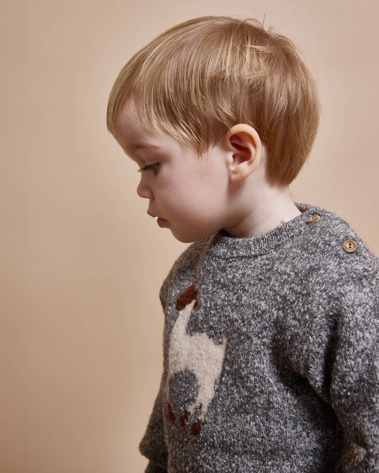 Buho Llama Jumper - Grey Melange