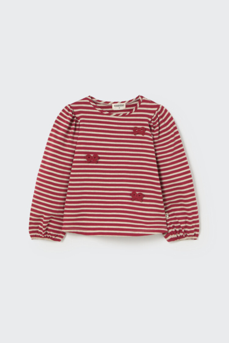 COZMO Pampa Striped Fleece T-shirt - Burgundy