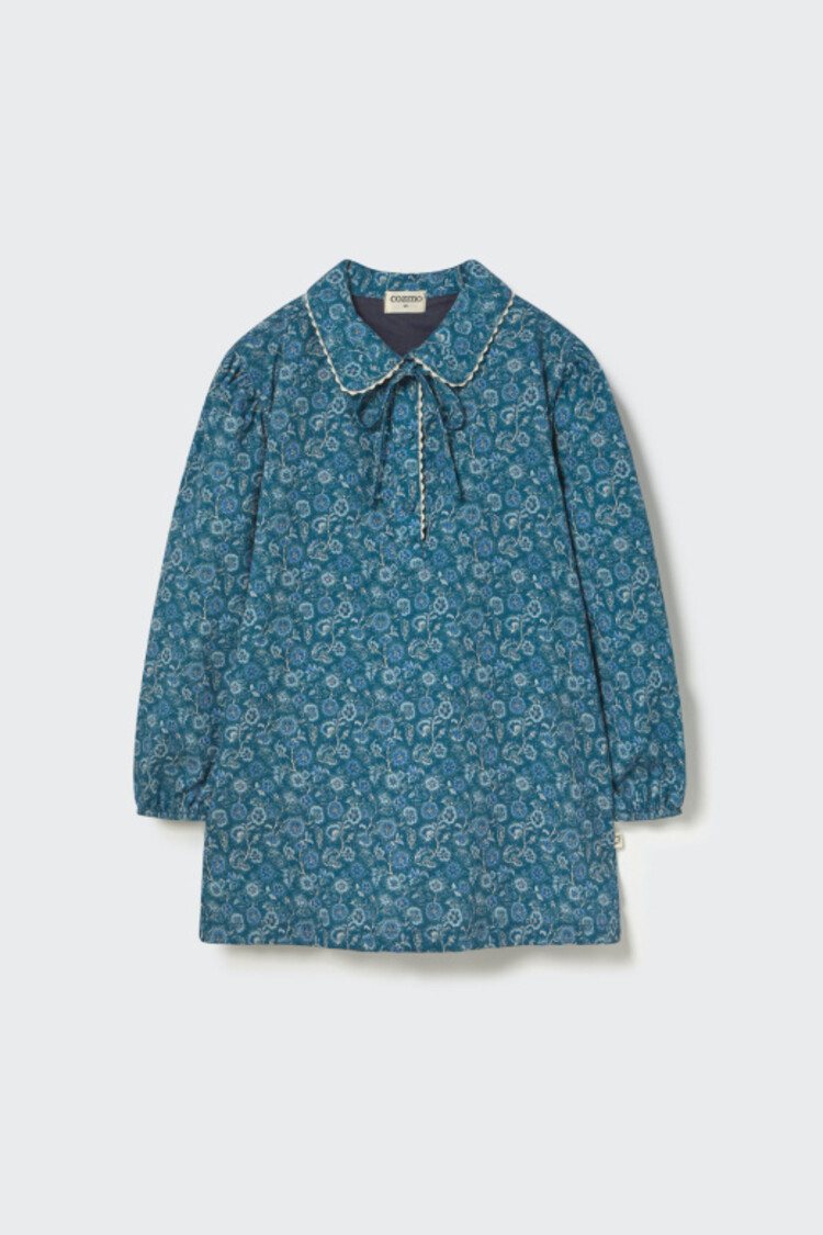 COZMO India Floral Corduroy Dress - Navy